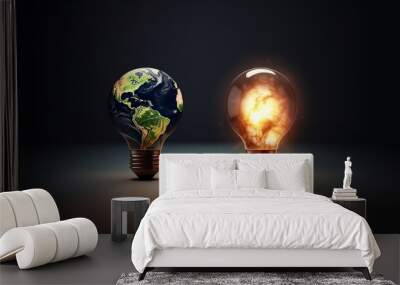 earth hour, Creative illustration, Generative ai Wall mural