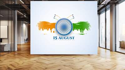 Independence day India vector illustration with brush flag design Wall mural