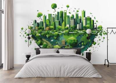 world environment day, green city on earth, globe, earth day, green city, Generative ai Wall mural