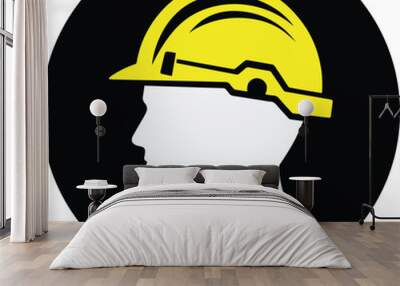 construction Work Safety Helmet  icon vector illustration  Wall mural