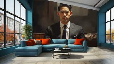 artistic portrait of a businessman Wall mural