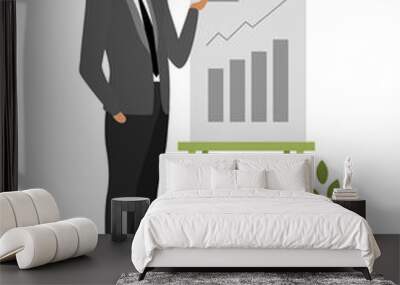 Giving presentation in office flat color vector faceless character. Business plan. Introducing financial results. Administrative work isolated cartoon illustration for web graphic design and animation Wall mural