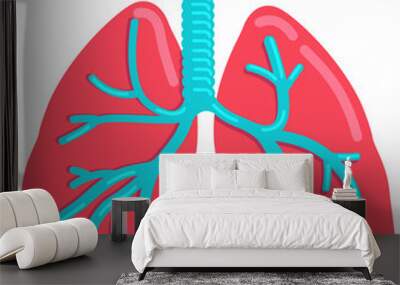 Lungs semi flat color vector object. Respiratory system. Internal organ. Full sized item on white. Human organ anatomy. Simple cartoon style illustration for web graphic design and animation Wall mural