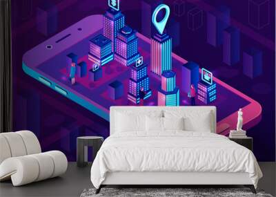 Smart city isometric architecture concept Wall mural