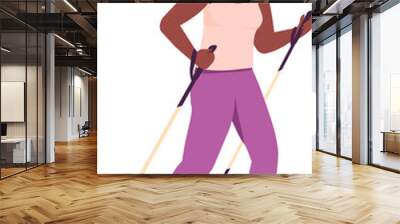 Woman exercising semi flat color raster character. Active figure. Full body person on white. Training outside isolated modern cartoon style illustration for graphic design and animation Wall mural