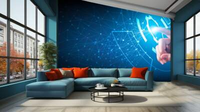 Hand touching modern interface digital transformation concept. Connection next generation technology and new era of innovation. Wall mural