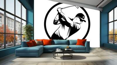 golf player black and white illustration design vector Wall mural