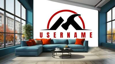 hammer construction logo design vector Wall mural