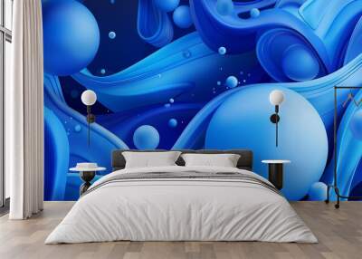 a blue vibrant background, eye-catching, 3D shapes : Generative AI Wall mural