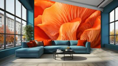 beautiful and very bright orange mushroom in macro : Generative AI Wall mural