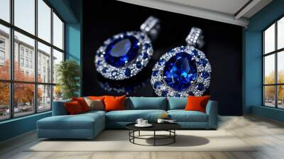 Blue gemstone earrings elegant design luxury gemstone jewelry : Generative AI Wall mural