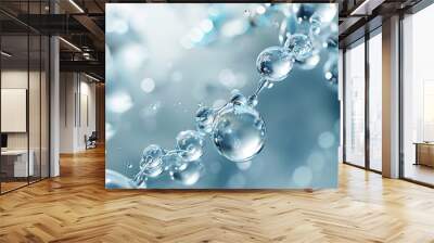 Cosmetic Essence Liquid bubble Molecule inside Liquid Bubble on DNA water splash background 3d rendering : Generative AI Wall mural