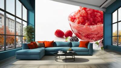 Fruit Shaved ice with natural juice Red Slush drink isolated on white background Design element copy space Template for menu restaurant bar cafe Summer refreshment drink : Generative AI Wall mural