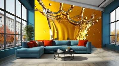 Generative AI : A clear and bright medium yellow water splash forms Wall mural