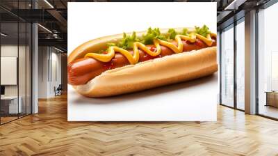 Generative AI : Hot dog on isolated white background Wall mural