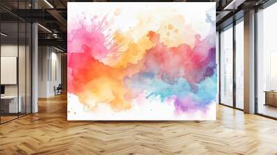 Generative AI : Illustration colorful watercolor background white background Wall mural