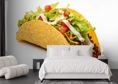 Generative AI : mexican food tacos isolated on white background Wall mural