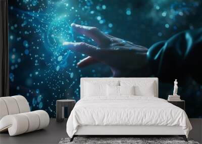 Hand touching modern interface digital transformation and metaverse concept Connection next generation technology and new era of innovation : Generative AI Wall mural