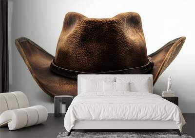 Old west style brown hat Isolated on white background : Generative AI Wall mural