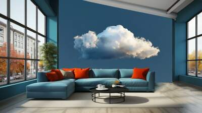 Single cloud isolated over blue sky background White fluffy cloud photo beautiful cloud shape Climate concept : Generative AI Wall mural