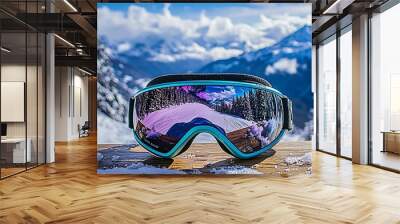 ski goggles on the snow : Generative AI Wall mural