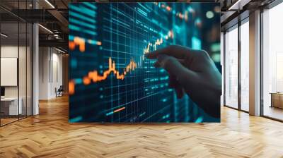 Stock market analysis business finance and investment Finance analyst analyzing stock market trading graph economic growth chart planning and strategy business investment with financia : Generative AI Wall mural