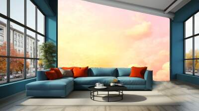 Sunset sky in the morning with sunrise and soft pink clouds with yellow tones happyday back ground : Generative AI Wall mural