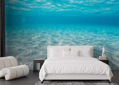 Tropical blue ocean with white sand underwater in Hawaii : Generative AI Wall mural