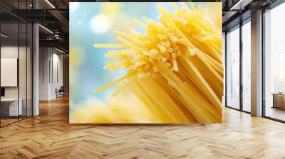 Uncooked spaghetti isolated on a white background : Generative AI Wall mural