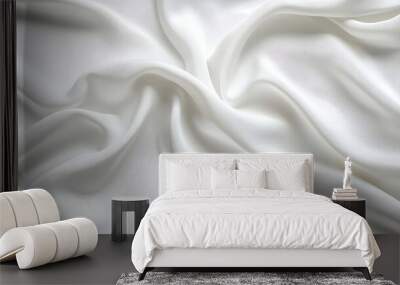 White Fabric Background Texture : Generative AI Wall mural