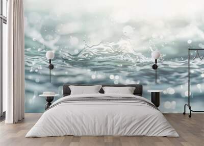 White water with ripples on the surface Defocus blurred transparent white colored clear calm water surface texture with splashes and bubbles Water waves with shining pattern texture ba : Generative AI Wall mural