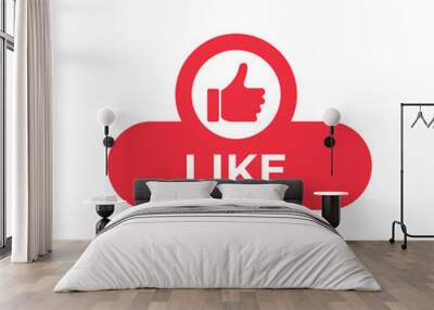 Like button icon for social media. Thumbs Up icon button Vector illustration design template. Like icon or button for video channel, blog, social media and background banner Wall mural