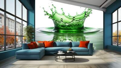 green water splash isolated on white Wall mural