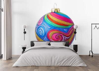 Colorful Christmas ornament ball with intricate patterns and glittering details Wall mural