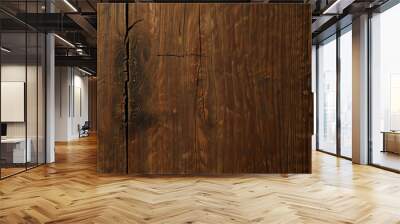 a detailed texture of dark natural wood Wall mural