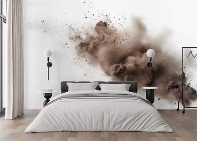 dust cloud with debris, isolated on white background, Generative AI Wall mural