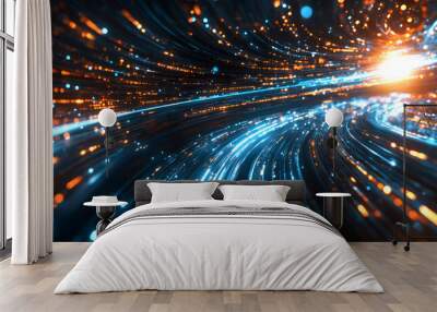 Digital background for tech, AI, data, audio, graphics, Ai Wall mural