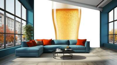 Frosted glass of beer with foam, isolated on a transparent background. Wall mural