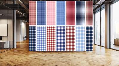 Red, white and blue gingham pattern. Seamless pattern set for apparel, fabric, decor, gift wrap, background, scrapbooking and more. Classic plaid print. Preppy. Wall mural