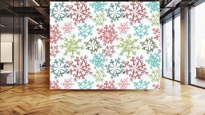 Spirograph snowflakes seamless pattern. Repeating pattern for apparel, backgrounds, gift wrap, decor, scrapbooking and more. Christmas, seasonal, winter, holiday print. Wall mural