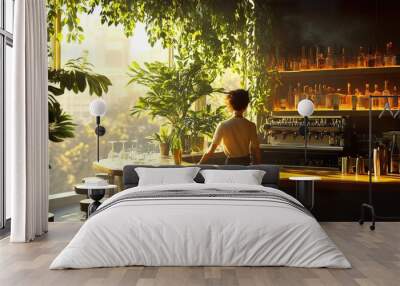 A Bar with a View: Relaxing Atmosphere and Greenery Wall mural