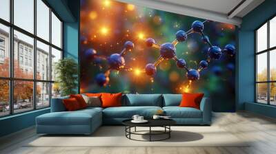 Abstract 3D Render of a Molecule - Science Illustration Wall mural