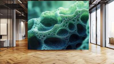 Abstract Green Cellular Structure - Close Up Macro Wall mural