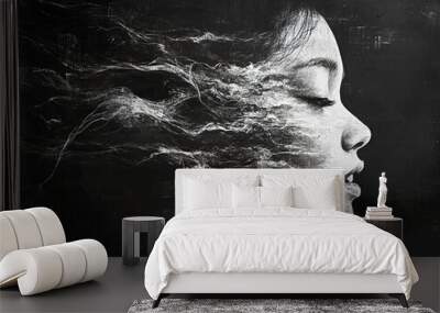 Abstract Portrait of a Woman with Closed Eyes Wall mural