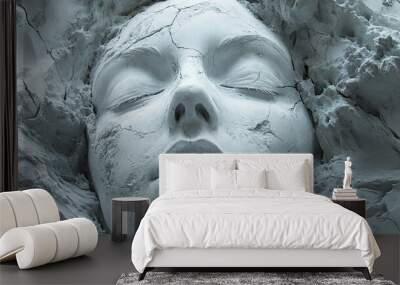 Abstract Sculpture of a Human Face Wall mural