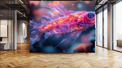 Abstract Underwater Fish: A Glowing Marine Creature Wall mural