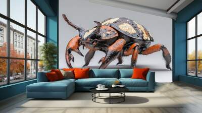 Close-up of a Colorful Beetle with Detailed Texture Wall mural