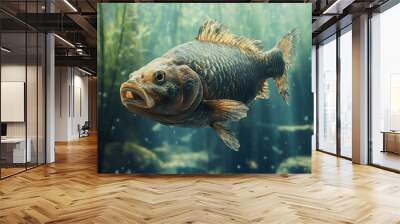 Close-Up of a Fish Swimming Underwater Wall mural