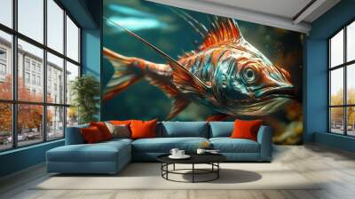 Close-Up of a Vibrant Fish in the Ocean Wall mural