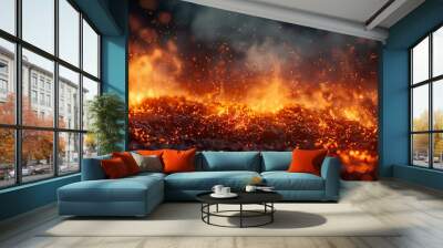 Fiery Embers: A Close-Up Look at the Power of Fire Wall mural